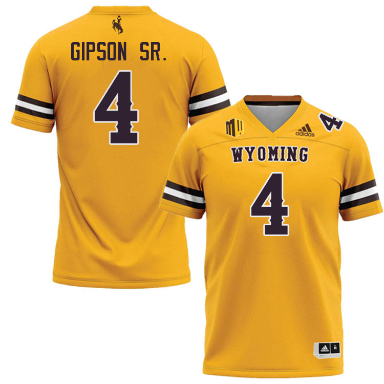 #4 Tashaun Gipson Sr. Wyoming Cowboys Jersey College Football Uniforms,Gears,Jerseys-Gold